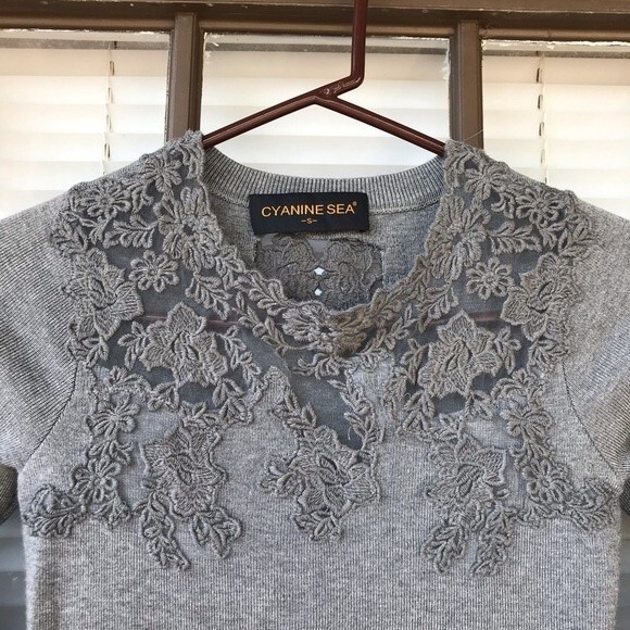 Cyanine Sea Mini Bodycon Wool Dress Gray Size Small - Picture 2 of 6